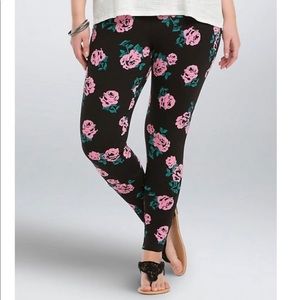 Torrid Rose Print Leggings Sz 0